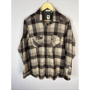 Vintage Thrifty’s Wool Flannel Shirt Jacket Brown Plaid Men M  (Slim L)